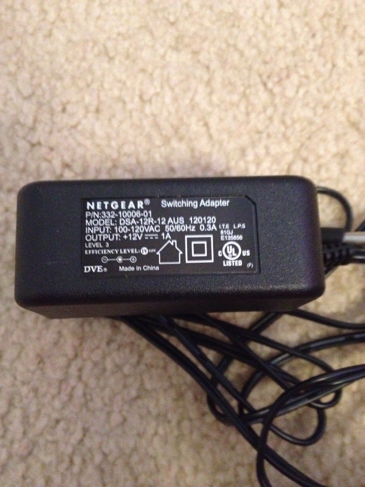 NEW Netgear DSA-12R-12AUS 120120 12V 1A 332-10006-01 Switching AC Adapter Power Supply Charger